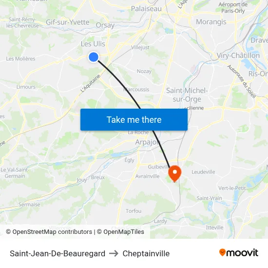 Saint-Jean-De-Beauregard to Cheptainville map