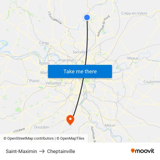 Saint-Maximin to Cheptainville map