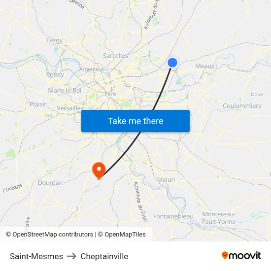 Saint-Mesmes to Cheptainville map