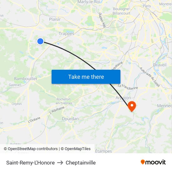 Saint-Remy-L'Honore to Cheptainville map