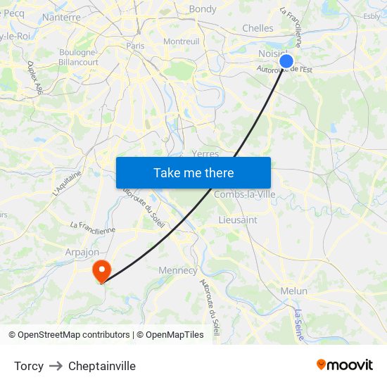 Torcy to Cheptainville map