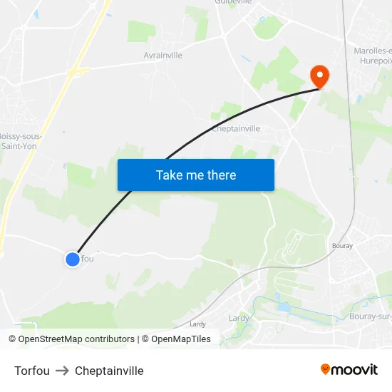 Torfou to Cheptainville map