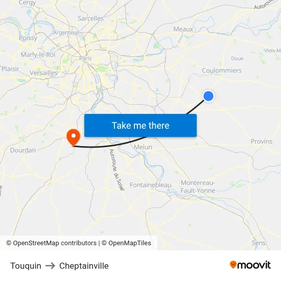 Touquin to Cheptainville map