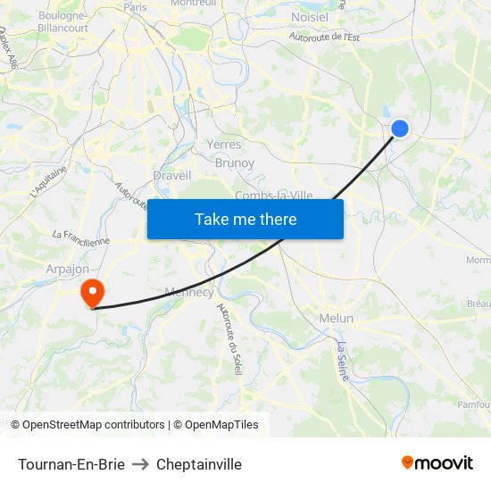 Tournan-En-Brie to Cheptainville map