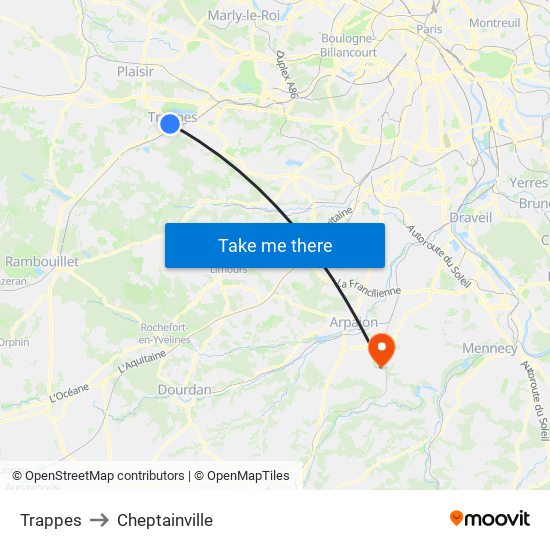 Trappes to Cheptainville map