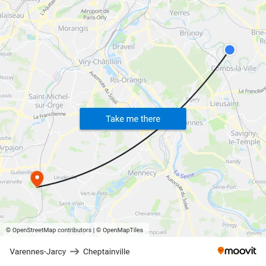 Varennes-Jarcy to Cheptainville map