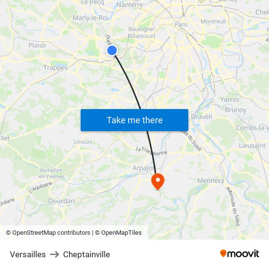 Versailles to Cheptainville map