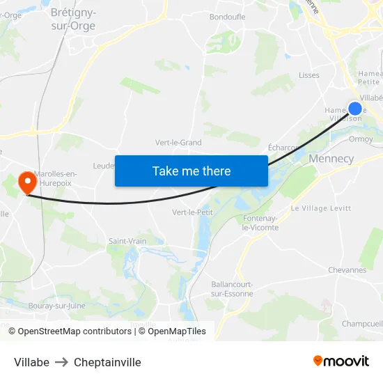 Villabe to Cheptainville map