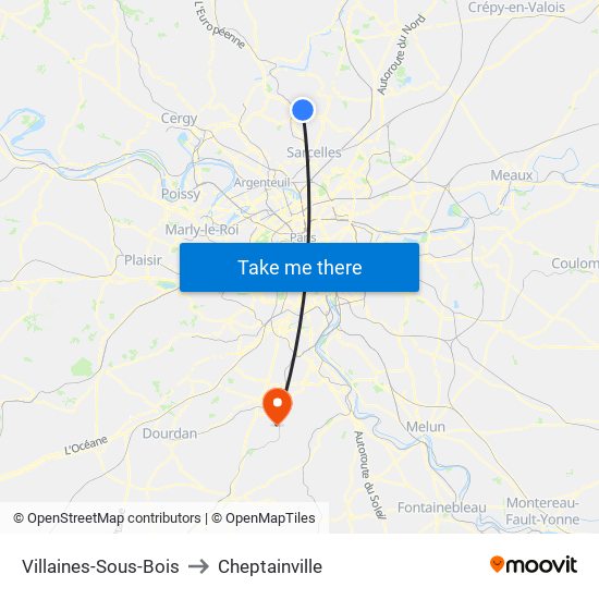 Villaines-Sous-Bois to Cheptainville map