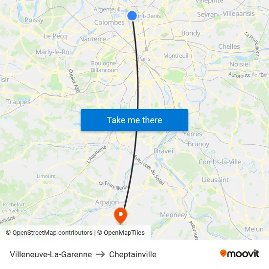 Villeneuve-La-Garenne to Cheptainville map