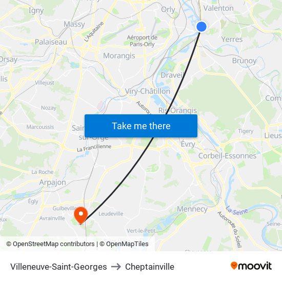 Villeneuve-Saint-Georges to Cheptainville map