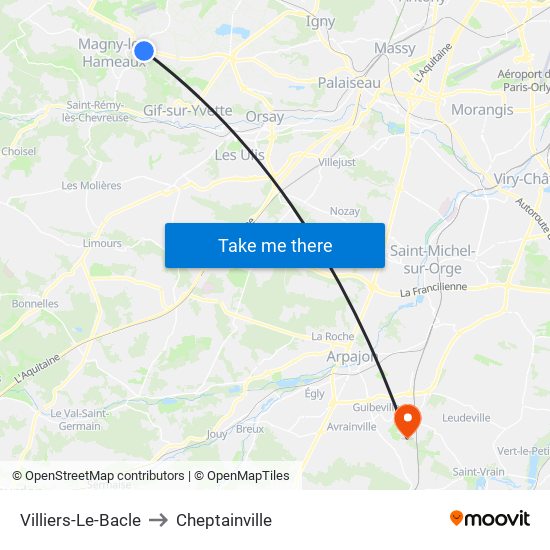 Villiers-Le-Bacle to Cheptainville map