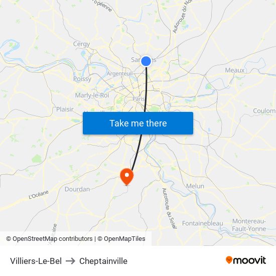 Villiers-Le-Bel to Cheptainville map