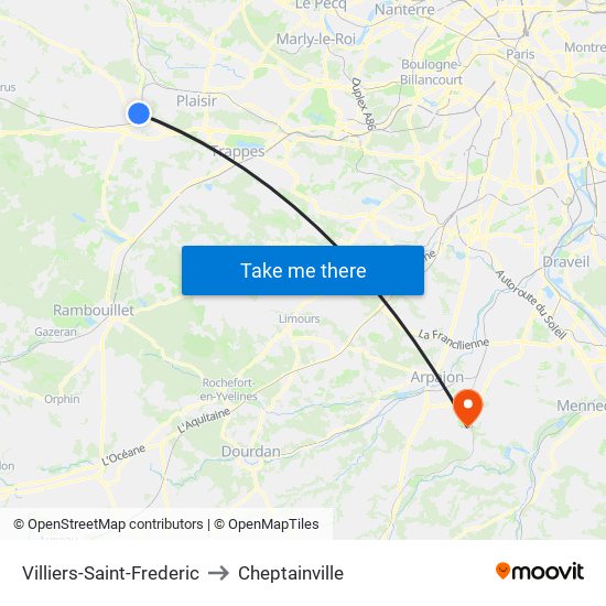Villiers-Saint-Frederic to Cheptainville map