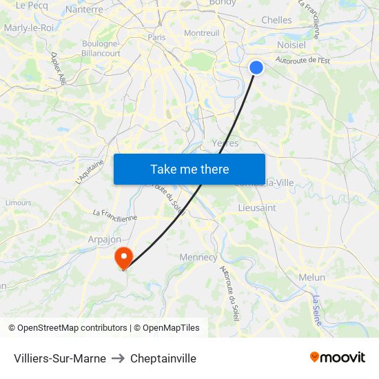 Villiers-Sur-Marne to Cheptainville map