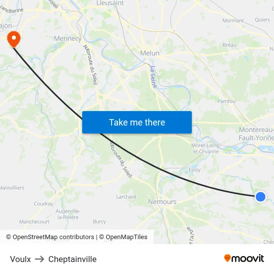 Voulx to Cheptainville map