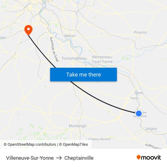 Villeneuve-Sur-Yonne to Cheptainville map