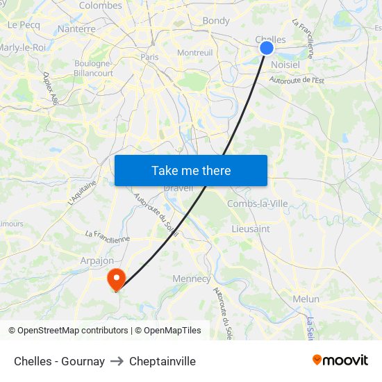 Chelles - Gournay to Cheptainville map