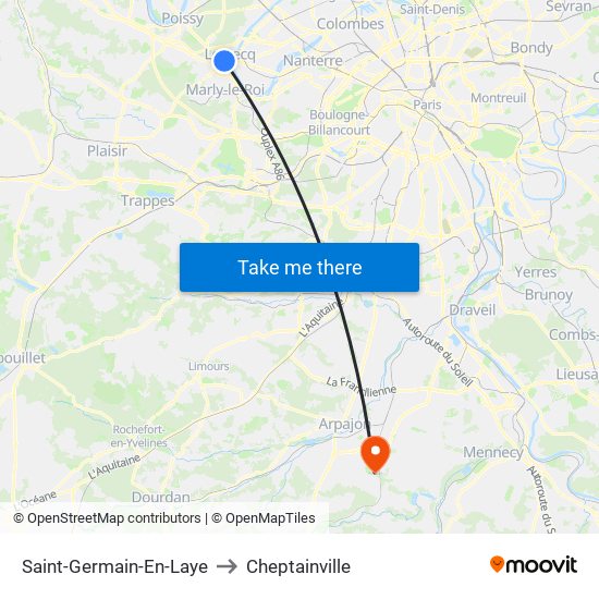 Saint-Germain-En-Laye to Cheptainville map