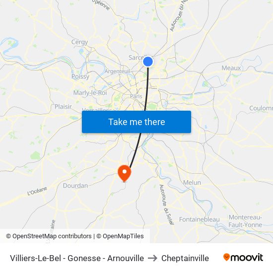 Villiers-Le-Bel - Gonesse - Arnouville to Cheptainville map