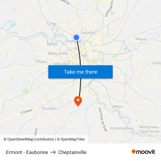 Ermont - Eaubonne to Cheptainville map