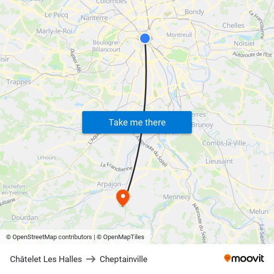 Châtelet Les Halles to Cheptainville map