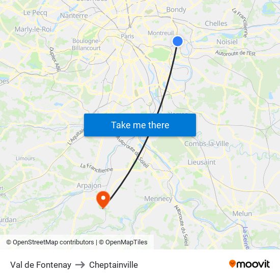 Val de Fontenay to Cheptainville map