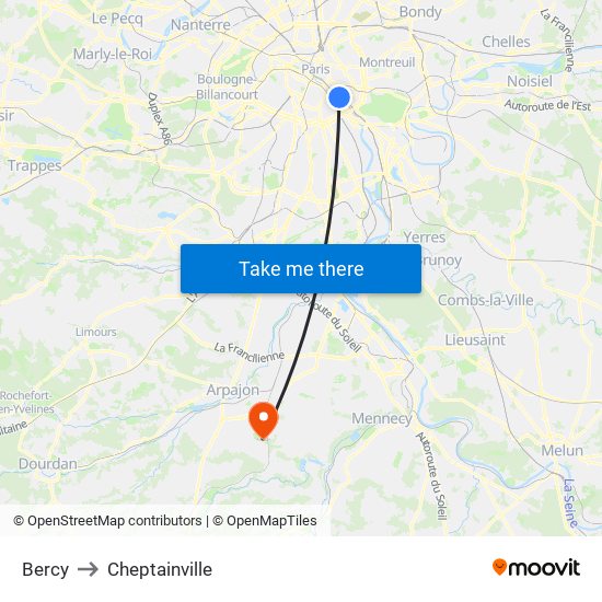 Bercy to Cheptainville map