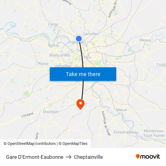 Gare D'Ermont-Eaubonne to Cheptainville map