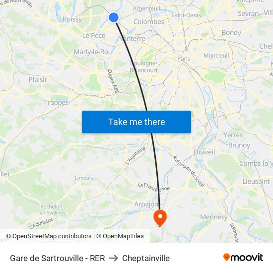 Gare de Sartrouville - RER to Cheptainville map