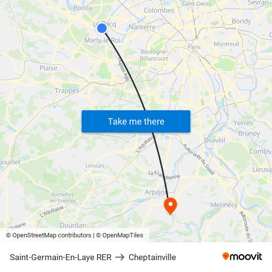 Saint-Germain-En-Laye RER to Cheptainville map