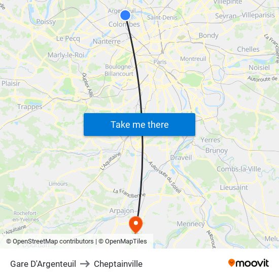 Gare D'Argenteuil to Cheptainville map