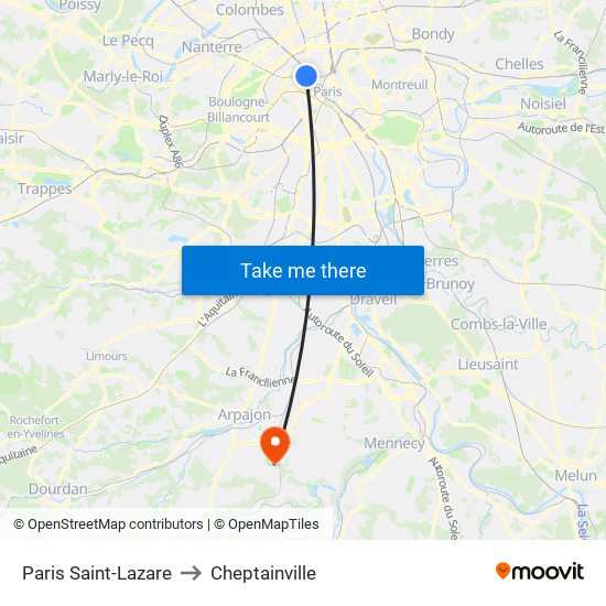 Paris Saint-Lazare to Cheptainville map