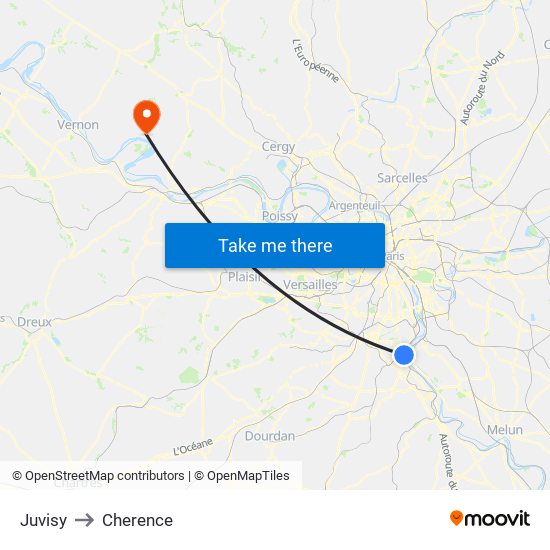Juvisy to Cherence map