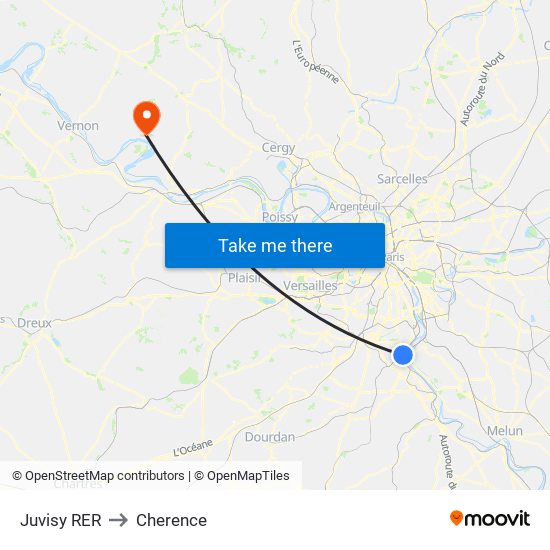 Juvisy RER to Cherence map