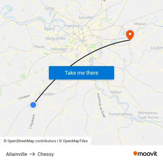 Allainville to Chessy map