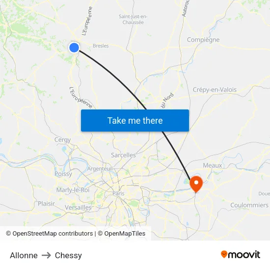 Allonne to Chessy map