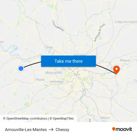 Arnouville-Les-Mantes to Chessy map