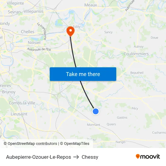 Aubepierre-Ozouer-Le-Repos to Chessy map
