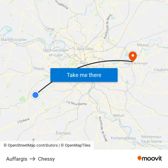 Auffargis to Chessy map