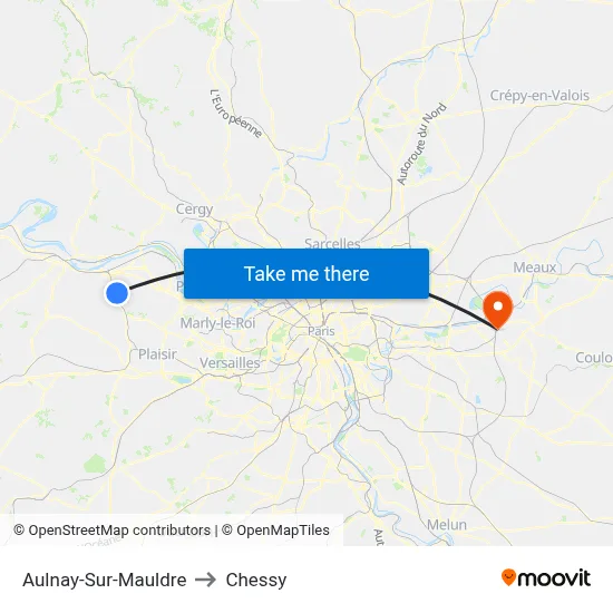 Aulnay-Sur-Mauldre to Chessy map