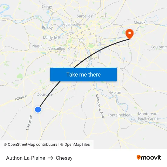 Authon-La-Plaine to Chessy map