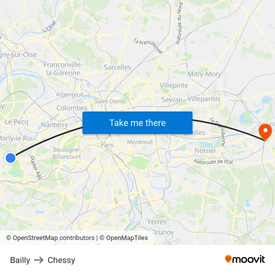 Bailly to Chessy map