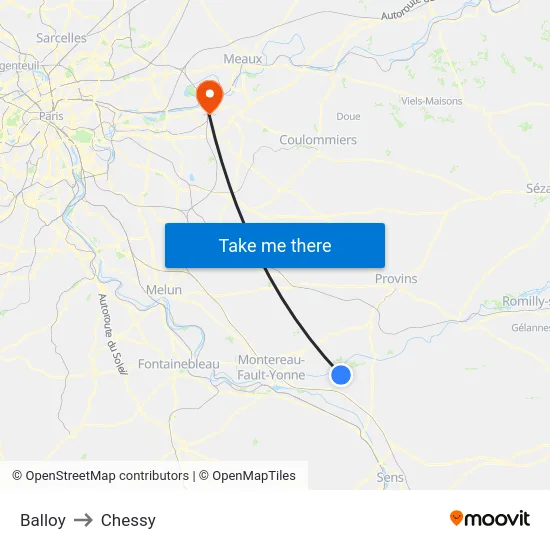 Balloy to Chessy map