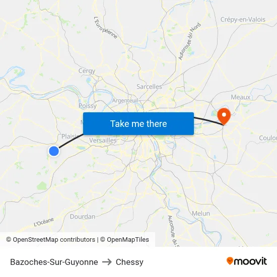 Bazoches-Sur-Guyonne to Chessy map