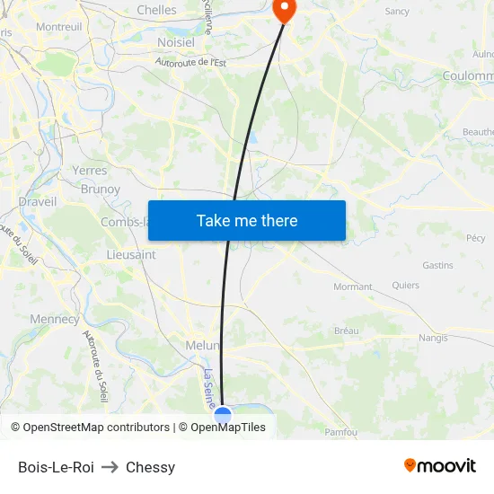 Bois-Le-Roi to Chessy map
