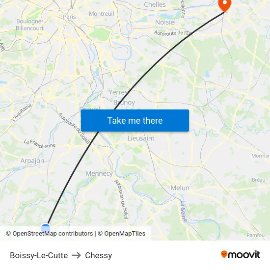 Boissy-Le-Cutte to Chessy map