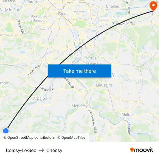 Boissy-Le-Sec to Chessy map