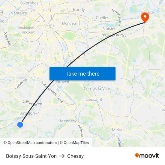 Boissy-Sous-Saint-Yon to Chessy map