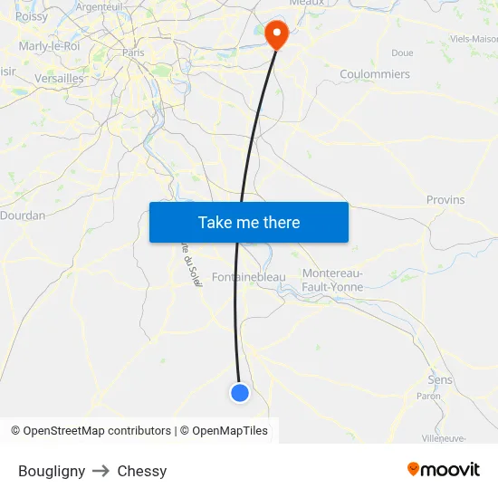 Bougligny to Chessy map